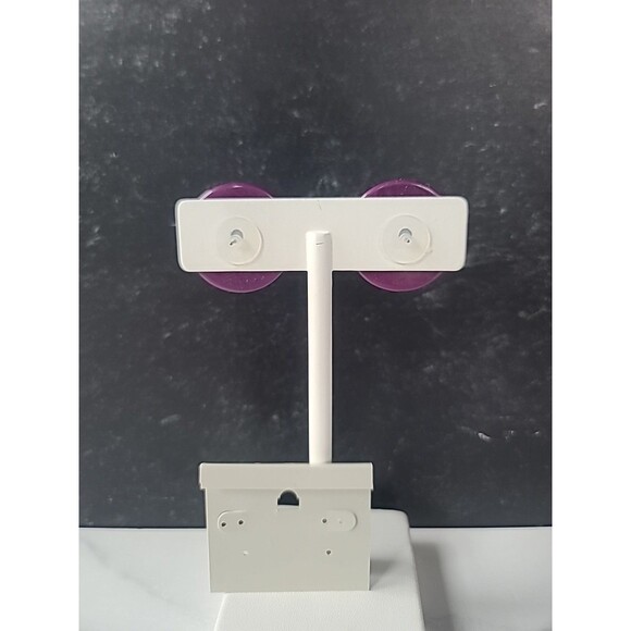 Purple & White Plastic Stud Earrings Costume Jewelry New On Orginal Stock Card - Picture 8 of 12